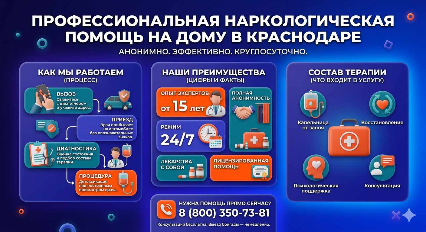 Инфографика о принципах лечения алкоголизма на дому в Сельце: этапы вызова нарколога, преимущества анонимной детоксикации и состав медицинской помощи.